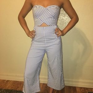Forever 21 striped jumpsuit